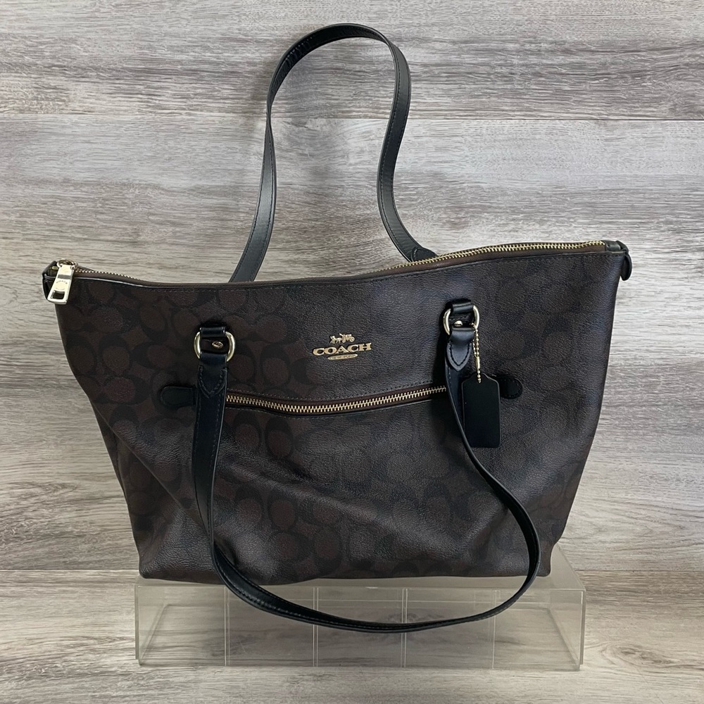 Coach F79609 Gallery Tote Shoulder Bag - Brown/Black Purse